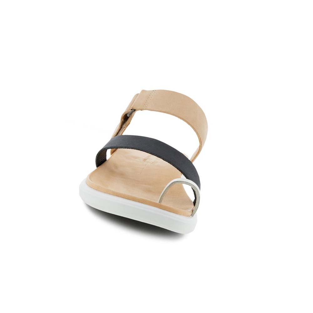 Women's Ecco Simpil Flat Toe-loop Sandals White / Black | Canada 193WNB